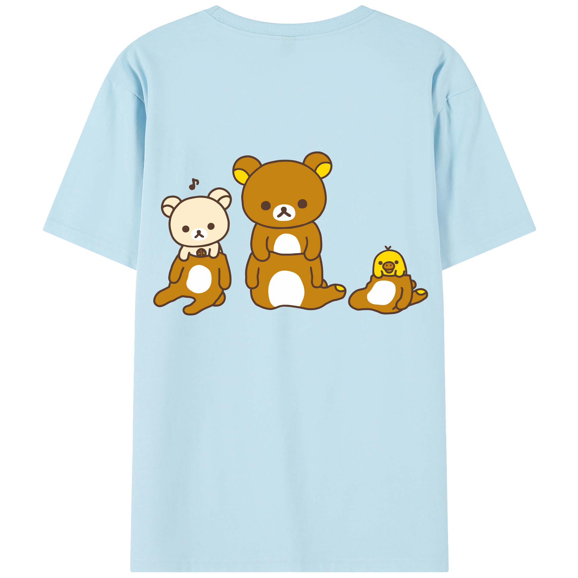 （画像用） リラックマ リラックマ キイロイトリ Rilakkuma Korilakkuma Kiiroitori 綿100％半袖Tシャツ（背面プリント）